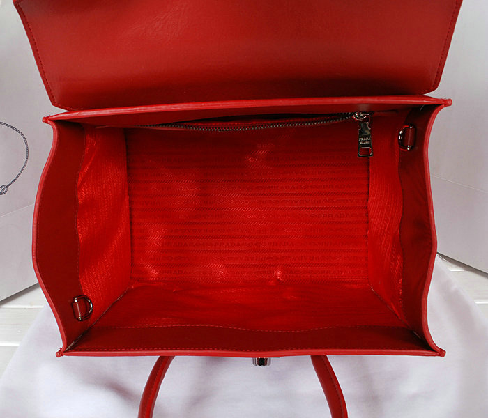 2014 Prada original leather tote bag BN2619 red
